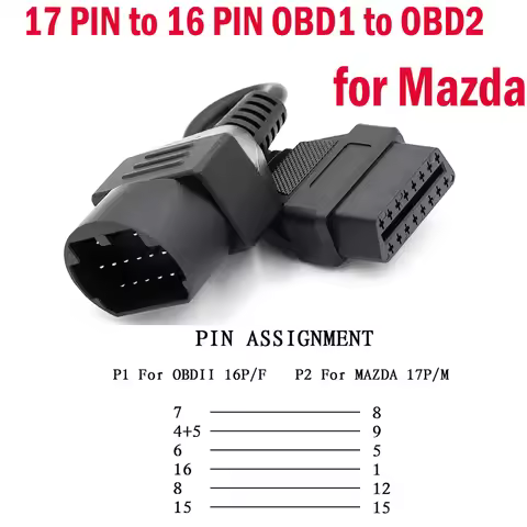 for Mazda 17 PIN to 16 PIN OBD1 to OBD2 Connect Cable for Mazda OBDII Connect Cable for Mazda 17 PIN