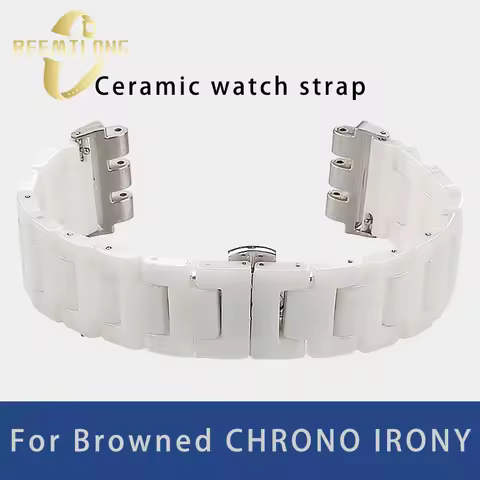 Ceramic watch strap 21mm Toothed joint white black smooth delicate men women watchband bracelet For 