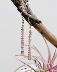 14K GF 包金,草莓晶耳環 ( 14K GF Faceted Strawberry Quartz Earings )