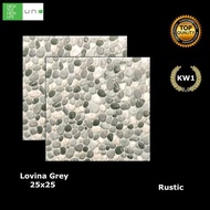 UNO Lovina Grey 25x25 Keramik Kasar Lantai Kamar Mandi Motif Batu KW1