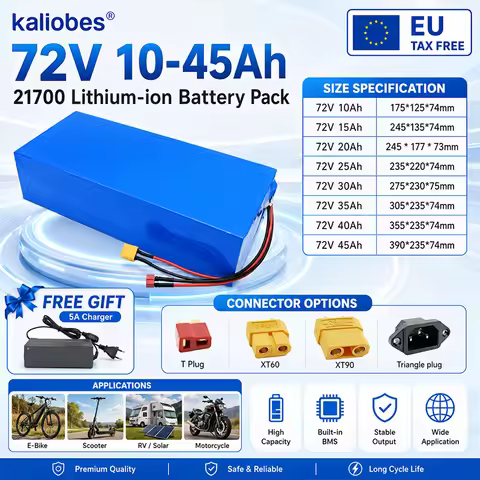 21700 Lithium Battery Pack 72V 45Ah 20Ah 25Ah 30Ah 35Ah 40Ah 15Ah 10Ah 3500W High Power BMS EU/US Du