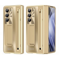 พร้อมปากกาสัมผัสสําหรับ Samsung Galaxy Z พับ 7 6 5 4 3 บานพับพับ Kickstand ป้องกันกระจกนิรภัยฟิล์ม
