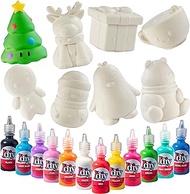 DIY Jumbo Christmas Squishies (8 Unique Holiday Designs w 12 Fabric Paints)-White Kawaii Scented Slow Rise Squishy Toys, Decorate, Scented Stress Relief Craft, Kids Birthday Party Activity Gift(4"-6")