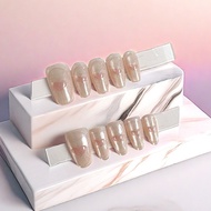 Spot Goods#Handmade Wearable Nails Collection New Fake Nail Stickers High-End Short Cat Eye Nail Set