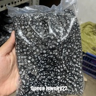 1 pound of black box aiueo vocal letter beads white letters 1 pound