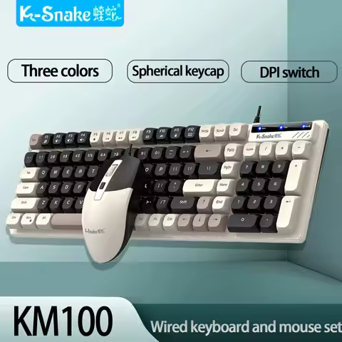 K-Snake KM100 Wired Fashion Keyboard and Mouse Set USB Laptop Office Universal Keyboard and Mouse Se