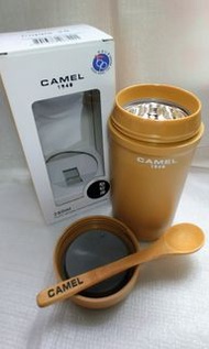 全新 Camel 駱駝牌玻璃膽保溫杯280ml 附木匙羹，泥黃色