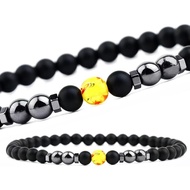 EUMENIDES Magnetischer Fußkettchen,9,4 Zoll im Inneren Umfang, 6MM, 2 Packungen,Schwarzes gefrostete