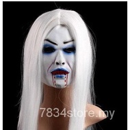 【COD】halloween mask Cosplay Horror Mask Halloween DecorationHalloween Seram Topeng Latex Rambut Puti