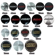 FANMAO4PCS/lot 45mm 50mm 56mm 65mm Car Wheel Center Cap Emblem Sticker For RAYS VOLK Racing Wheel LOGO Hub Cap Sticker
