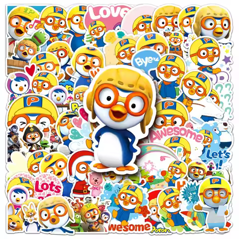 50Pcs Cute Pororo Stickers Penguin Stickers Decals For Phone Laptop Suitcase Notebook Skateboard Wat