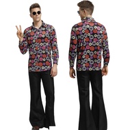 Halloween Costume Male Retro 70s Disco Masquerade Costume Male Costume 2-Piece Set