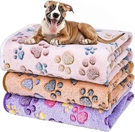 Dono 1 Pack 3 Blankets Soft Fluffy Paw Print Pattern Fleece Pet Blanket Warm Sleep Mat Puppy Kitten 