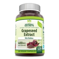 Herbal Secrets Grapeseed Extract Supplement | 400 Mg Per Serving | 120 Veggie Capsules | Non-GMO | G