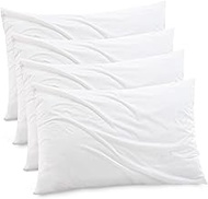 Gogreen Bamboo Rayon Waterproof Pillow Protector, Breathable Pillow Cover, Cooling Pillow Case Protector with Zipper, Super Soft Pillow Case Cover with Zipper (4 Packs, King 20"x36", White)
