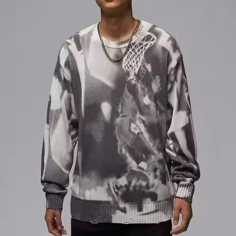 Nike Official Authentic JORDAN Men's Loose Round Neck Knitted Sweater HQ1636-133