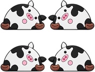 oAutoSjy 4pcs Cartoon Animal Car Protector Sticker, Cute Cow Rearview Mirror Car Door Frame Bumper Scratched PVC Anti-Collision Strip Stickers, 3D Funny Car Body Decorative Sticker for Kids Adults