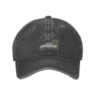 Street Style Cowboy Cap Ah-64 Longbow Apache Attack Helicopter Line Drawing Trend Printing Series