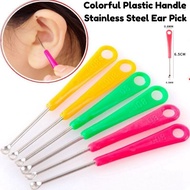 1pc Colorful Plastic Ear Pick Stainless Steel Portable Ear Cleaning Tool Travel Alat Korek Telinga P
