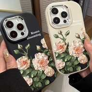 Oil Painting Blooming Flower Phone Case Compatible for IPhone 7 8 Plus 11 13 12 14 15 Pro Max XR X XS Max SE 2020 Large Hole Frame Silicone Soft Case All Inclusive