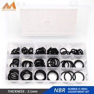 15 Sizes 94pcs Diameter 15mm-35mm Thickness 3.1mm Soft Round Black NBR Nitrile Rubber PCP Gasket Sealing Oring With Plastic Box