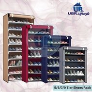 5 / 6 / 7 / 9 Tier Shoes Rack Dustproof Multilayer Cabinet Shelf Storage Rak Kasut Bertutup Asrama H