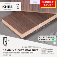 15mm Velvet Walnut 3D PVC 1-side laminated plywood (4ft x 8ft) | KH115 | Papan kayu DIY | Kiam Hing