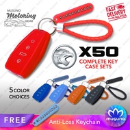 Musuno Proton X50 Silicone Car Key Cover Remote Key Fob Case Casing Complete Set Handstrap Anti Loss Keychain
