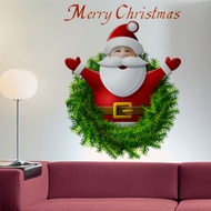 Santa Claus Decorative Wall Decal/ Merry Christmas Embracing The Elderly Window Sticker/ Self Adhesi