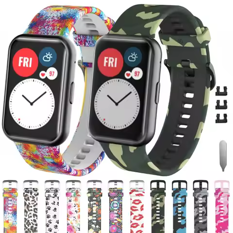 Silicone Strap for Huawei Watch Fit Bracelet Smart Watch Camouflage Graffiti Sport Wristband Huawei 