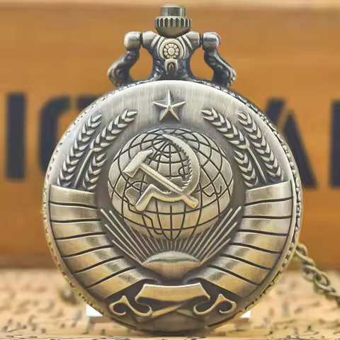 Retro Charm Neutral Fashion Soviet CCCP Quartz Steampunk Pocket Watch Men's and Women's Necklace Pen