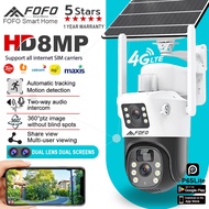 FOFO Solar 8MP CCTV Wireless Outdoor Dual Lens CCTV 4G SIM IP66 Waterproof Battery Low Power Camera