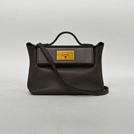 HERMES 2424Mini218F錫器灰EC皮/Swift皮Z刻金扣肩背包