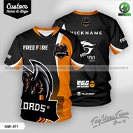 Jersey Game Jersey Gaming Esport FREE FIRE Baju Gaming Baju Game FF Printing Gratis Kasih Nama Dan G