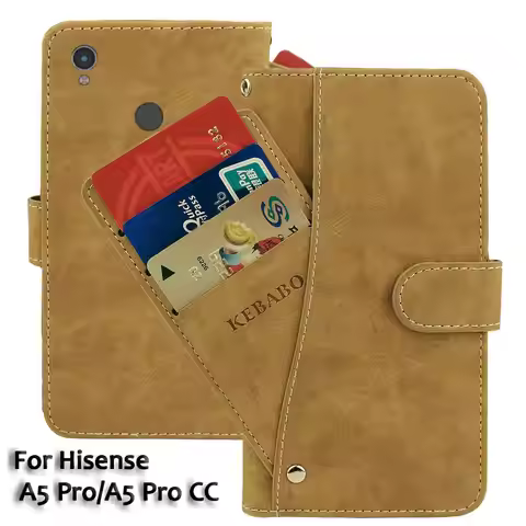 Vintage Leather Wallet Hisense A5 Pro Case 5.84" Flip Luxury Hisense A5 Pro CC Case Cover Magnet Pho
