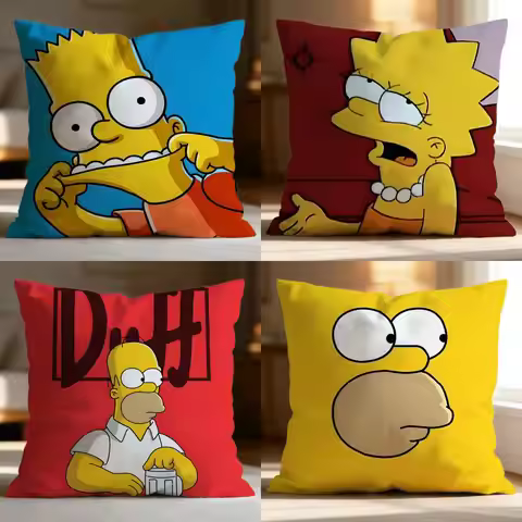 Hot T-TThe Simpsons Cushion Cover Soft Washable Pillow Case Multi-Scene for Couch Bed Travel Office 