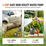 Xueqing SucceBuy Cast Iron Water Transfer Pump 115V AC 1600GPH 1/2HP Portable for Garden, Rain Barre