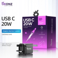 OKONZ 20W iPhone Charger 16/15/14/13/12/11 USB TYPE C PD Fast Compatible Safety Mark Adapter Adaptor