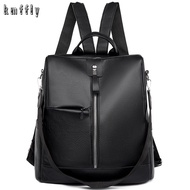 KMFFLY Vintage PU Leather Backpack Women Big Capacity Anti-theft Travel Backpack Teenager School Bag  Knapk Luxury Bag Black One