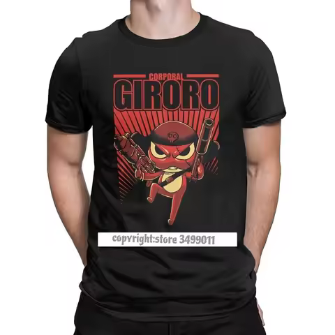 Men Tee Shirt Corporal Giroro Vintage Pure Cotton Tee Shirt Keroro Cartoon Tshirt Crewneck Clothes P