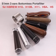 51mm 3-lug Bottomless Portafilter for HiBREW H10/H10B/H11/H8A/H5 Espresso Machine Stainless Steel Co