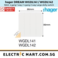 Hager Dream WGDL141 / HG/WGDL142 16AX 4 Gang 1 Way / 2 Way Switch