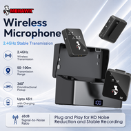 MOHAWK MH‑A2 Wireless Lavalier Microphone 2TX+1RX360° Omnidirectional Pickup 45H Battery with Chargi