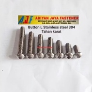 BUTTON L 19 BOLT THREAD/ M.12/ (length 2cm to 6cm) P.1.75 Stainless 304