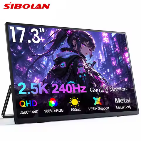 Sibolan 17.3" 2.5K Portable Gaming Monitor 240Hz 100% SRGB 800Nit Type-C HDMI Metal Laptop Display E