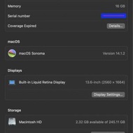 Macbook air 13" 16G/256 SSD/ Battery Health 100%