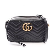 【二手】Gucci GG Marmont 單肩包 447632 黑色皮革 GG Marmont 小號相機包 女士二手 A