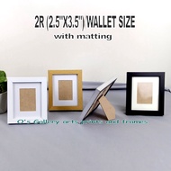 Minimalist 2R Picture Frame + Stand or Wallet Size 2.5"x3.5" No Matting and With Matting