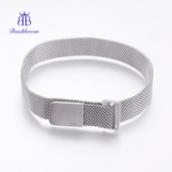 1pc Tarnish Resistant 430 Stainless Steel Mesh Bracelet Making with Clasps Fit Slide Stainless Steel