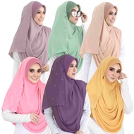 HANNAH BAWAL SHAWL | BIDANG 55 - 60 | BATU TABUR | PREMIUM CHIFFON CREPE | AWNING BAWAL COTTON VOILE